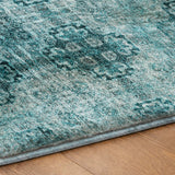 8' X 10' Teal And Ivory Medallion Shag Washable Area Rug With UV Protection - HomeRoots - Flyclothing LLC