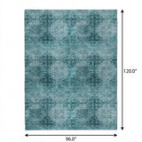 8' X 10' Teal And Ivory Medallion Shag Washable Area Rug With UV Protection - HomeRoots - Flyclothing LLC