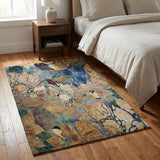3' X 5' Beige And Brown Floral Shag Washable Area Rug With UV Protection - HomeRoots - Flyclothing LLC