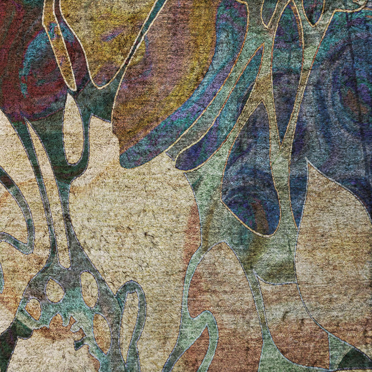 3' X 5' Beige And Brown Floral Shag Washable Area Rug With UV Protection - HomeRoots - Flyclothing LLC