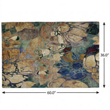 3' X 5' Beige And Brown Floral Shag Washable Area Rug With UV Protection - HomeRoots - Flyclothing LLC