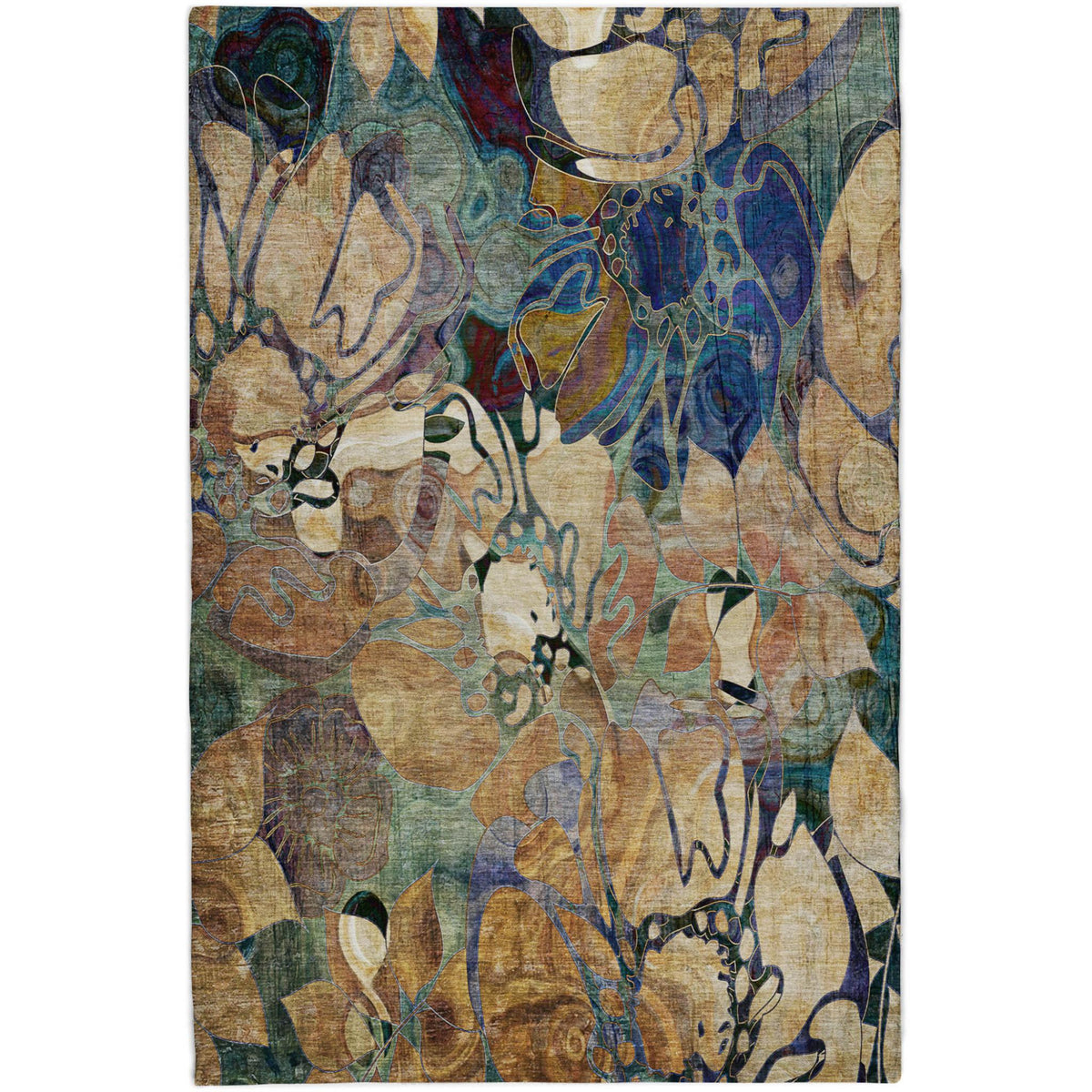 5' X 8' Beige And Brown Floral Shag Washable Area Rug With UV Protection - HomeRoots - Flyclothing LLC