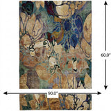 5' X 8' Beige And Brown Floral Shag Washable Area Rug With UV Protection - HomeRoots - Flyclothing LLC
