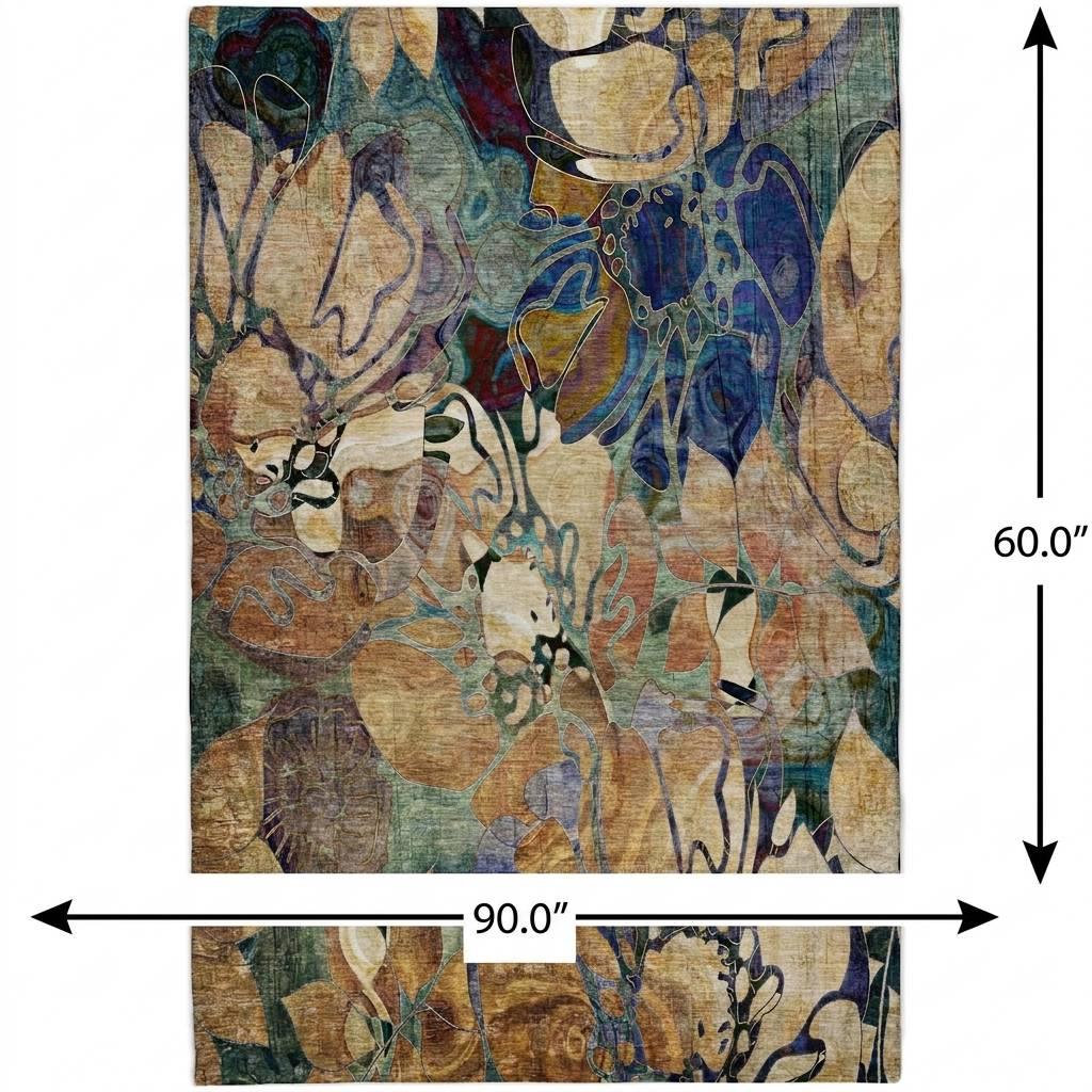 5' X 8' Beige And Brown Floral Shag Washable Area Rug With UV Protection - HomeRoots - Flyclothing LLC