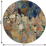 8' Beige And Brown Floral Shag Washable Round Rug With UV Protection - HomeRoots - Flyclothing LLC