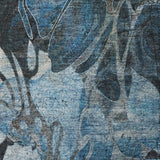 5' X 8' Blue And Navy Blue Floral Shag Washable Area Rug With UV Protection - HomeRoots - Flyclothing LLC