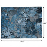 9' X 12' Blue And Navy Blue Floral Shag Washable Area Rug With UV Protection - HomeRoots - Flyclothing LLC