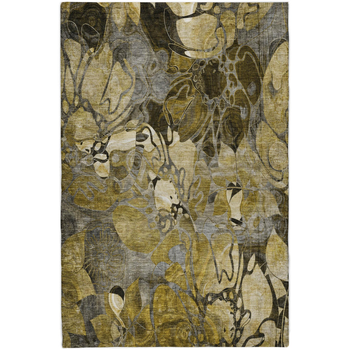 3' X 5' Brown And Gray Floral Shag Washable Area Rug With UV Protection - HomeRoots - Flyclothing LLC