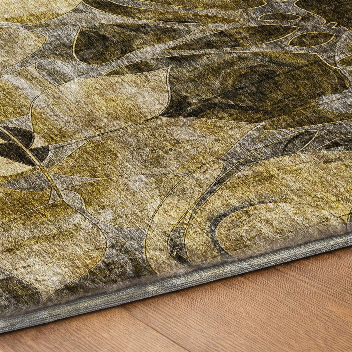 3' X 5' Brown And Gray Floral Shag Washable Area Rug With UV Protection - HomeRoots - Flyclothing LLC