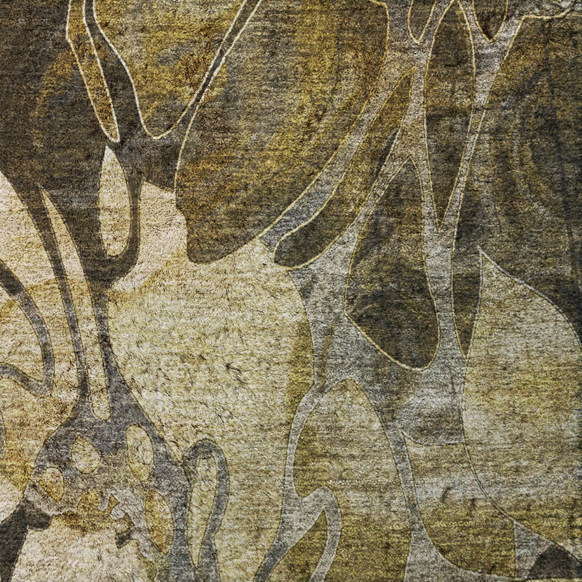 3' X 5' Brown And Gray Floral Shag Washable Area Rug With UV Protection - HomeRoots - Flyclothing LLC