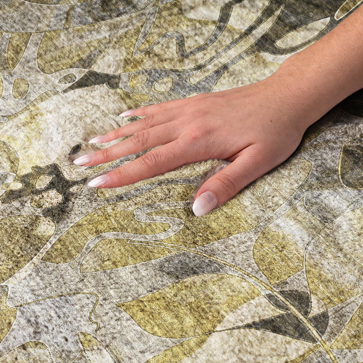 3' X 5' Brown And Gray Floral Shag Washable Area Rug With UV Protection - HomeRoots - Flyclothing LLC