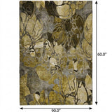 5' X 8' Brown And Gray Floral Shag Washable Area Rug With UV Protection - HomeRoots - Flyclothing LLC