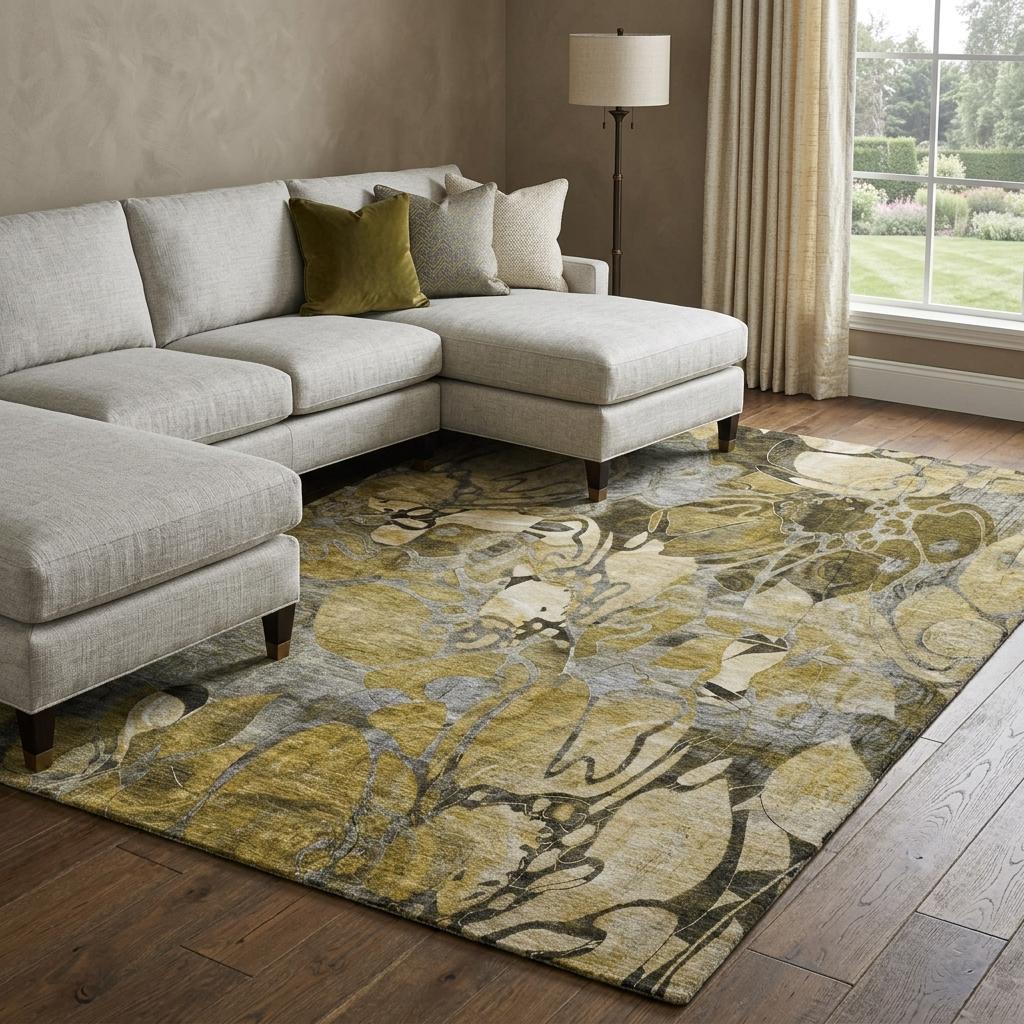 8' X 10' Brown And Gray Floral Shag Washable Area Rug With UV Protection - HomeRoots - Flyclothing LLC