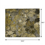 8' X 10' Brown And Gray Floral Shag Washable Area Rug With UV Protection - HomeRoots - Flyclothing LLC