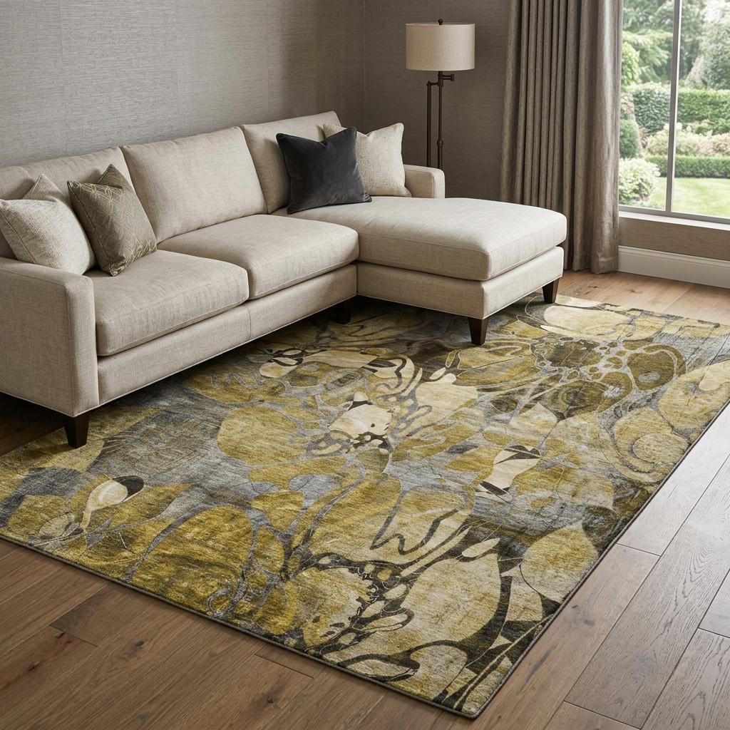 10' X 14' Brown And Gray Floral Shag Washable Area Rug With UV Protection - HomeRoots - Flyclothing LLC