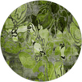 8' Fern Green And Gray Floral Shag Washable Round Rug With UV Protection - HomeRoots - Flyclothing LLC