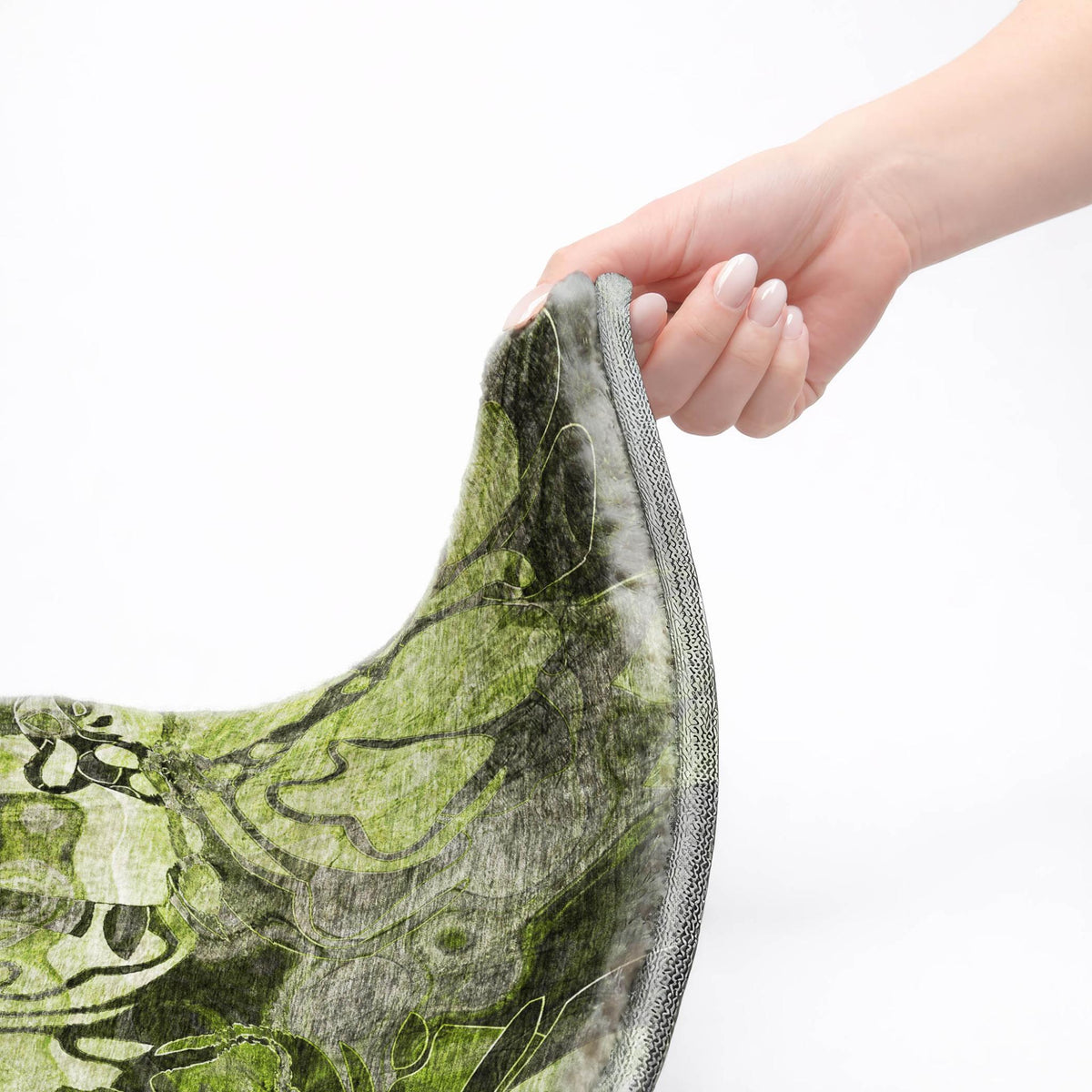 8' Fern Green And Gray Floral Shag Washable Round Rug With UV Protection - HomeRoots - Flyclothing LLC