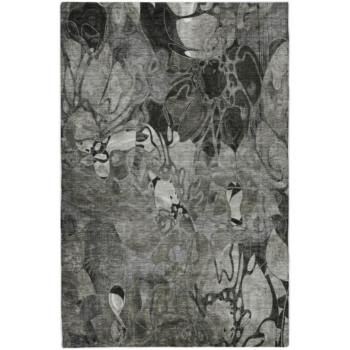 5' X 8' Gray And Charcoal Floral Shag Washable Area Rug With UV Protection - HomeRoots - Flyclothing LLC
