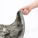 8' Gray And Charcoal Floral Shag Washable Round Rug With UV Protection - HomeRoots - Flyclothing LLC
