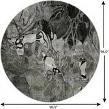 8' Gray And Charcoal Floral Shag Washable Round Rug With UV Protection - HomeRoots - Flyclothing LLC