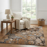 5' X 8' Orange And Gray Floral Shag Washable Area Rug With UV Protection - HomeRoots - Flyclothing LLC