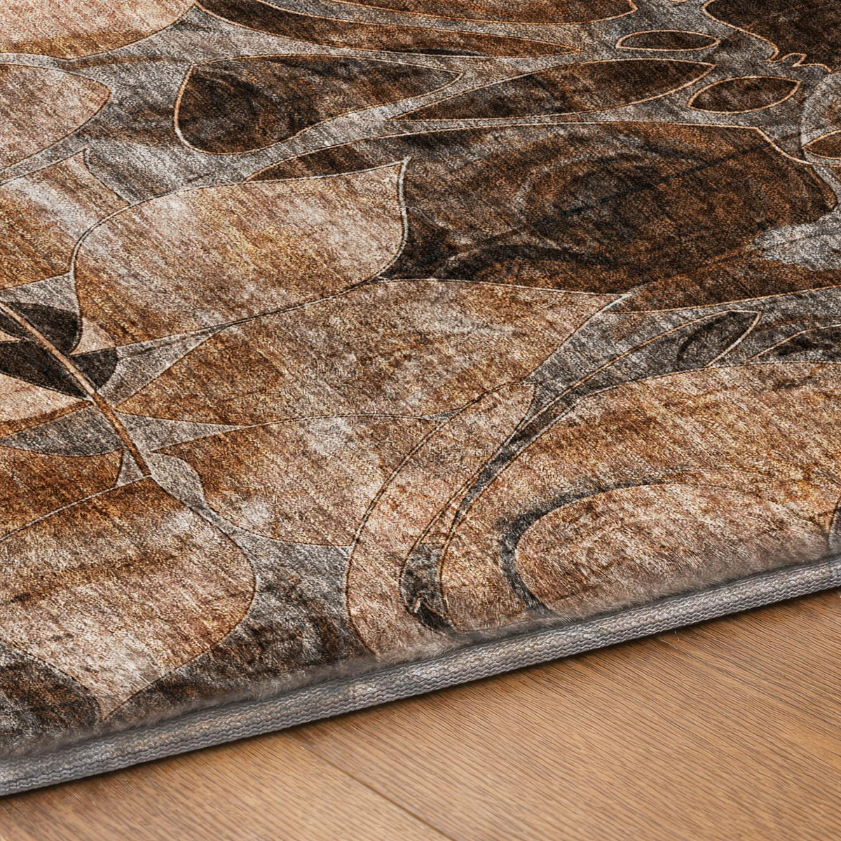 5' X 8' Orange And Gray Floral Shag Washable Area Rug With UV Protection - HomeRoots - Flyclothing LLC