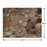 5' X 8' Orange And Gray Floral Shag Washable Area Rug With UV Protection - HomeRoots - Flyclothing LLC