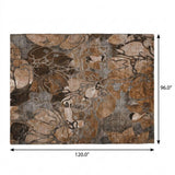 8' X 10' Orange And Gray Floral Shag Washable Area Rug With UV Protection - HomeRoots - Flyclothing LLC