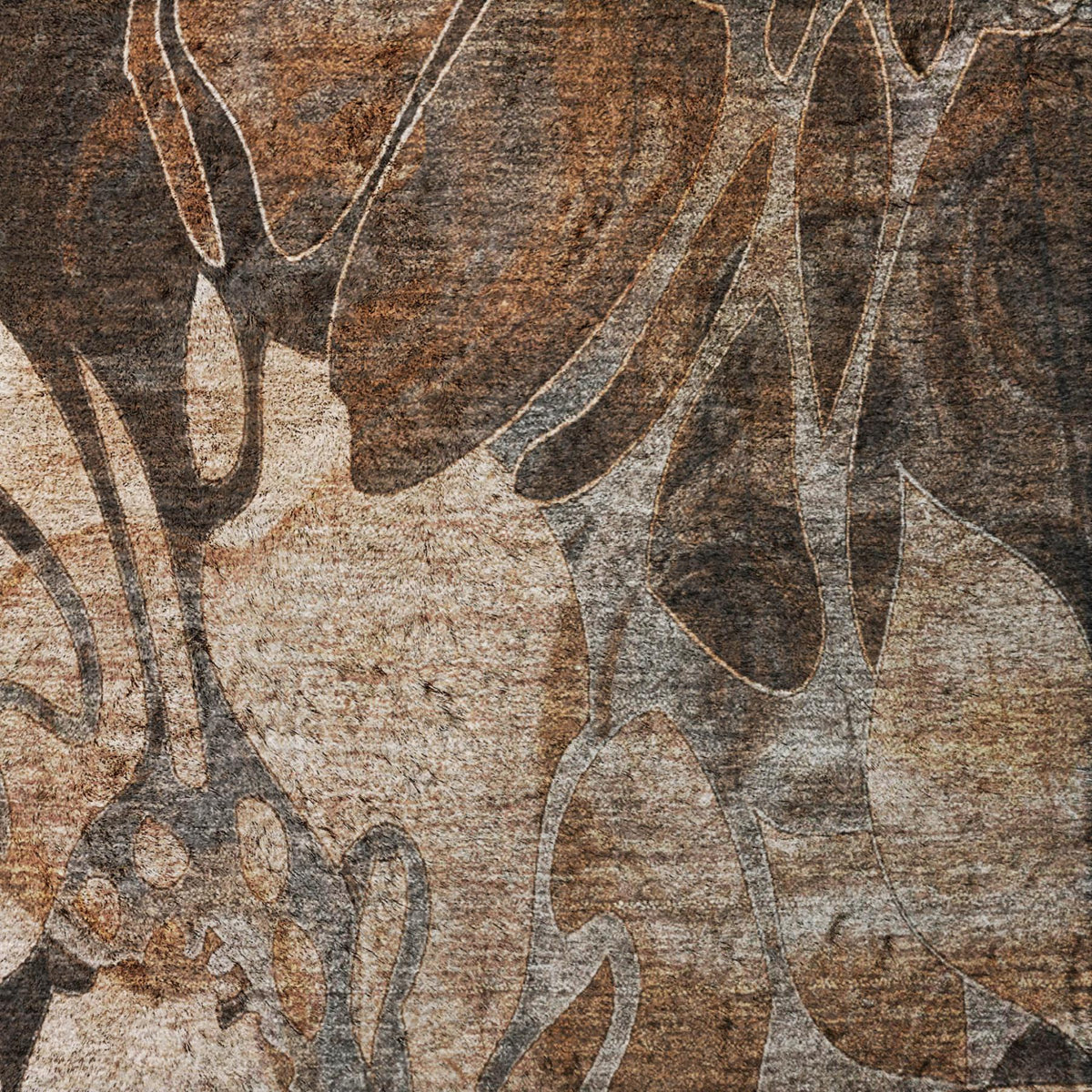 9' X 12' Orange And Gray Floral Shag Washable Area Rug With UV Protection - HomeRoots - Flyclothing LLC