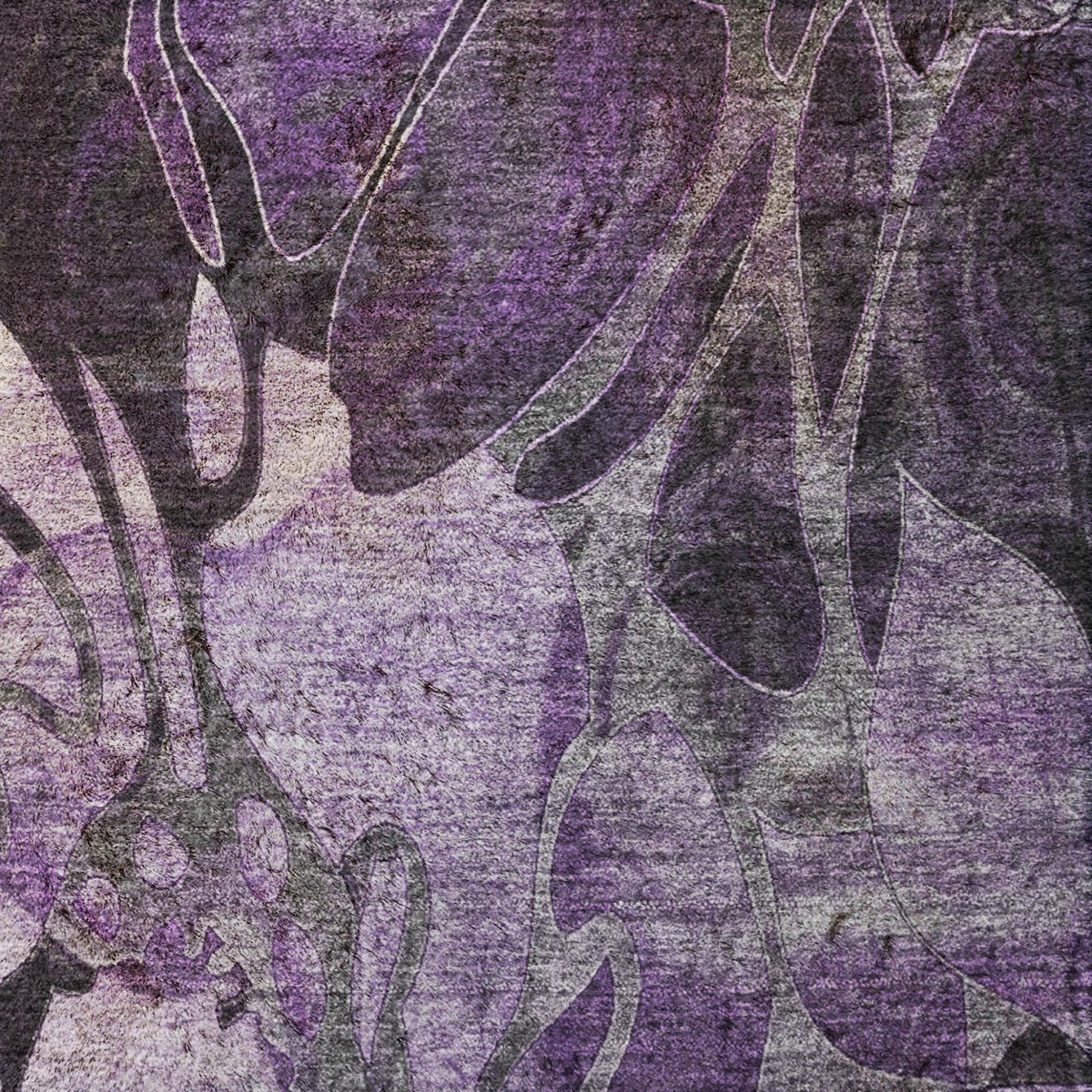 3' X 5' Purple And Gray Floral Shag Washable Area Rug With UV Protection - HomeRoots - Flyclothing LLC