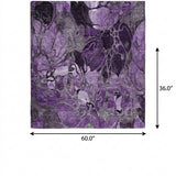 3' X 5' Purple And Gray Floral Shag Washable Area Rug With UV Protection - HomeRoots - Flyclothing LLC