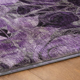 5' X 8' Purple And Gray Floral Shag Washable Area Rug With UV Protection - HomeRoots - Flyclothing LLC