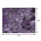 9' X 12' Purple And Gray Floral Shag Washable Area Rug With UV Protection - HomeRoots - Flyclothing LLC