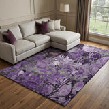 10' X 14' Purple And Gray Floral Shag Washable Area Rug With UV Protection - HomeRoots - Flyclothing LLC