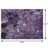 10' X 14' Purple And Gray Floral Shag Washable Area Rug With UV Protection - HomeRoots - Flyclothing LLC