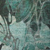 3' X 5' Teal And Gray Floral Shag Washable Area Rug With UV Protection - HomeRoots - Flyclothing LLC