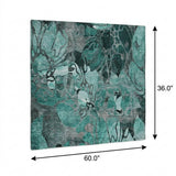 3' X 5' Teal And Gray Floral Shag Washable Area Rug With UV Protection - HomeRoots - Flyclothing LLC