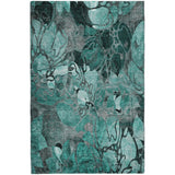 5' X 8' Teal And Gray Floral Shag Washable Area Rug With UV Protection - HomeRoots - Flyclothing LLC
