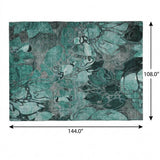 9' X 12' Teal And Gray Floral Shag Washable Area Rug With UV Protection - HomeRoots - Flyclothing LLC