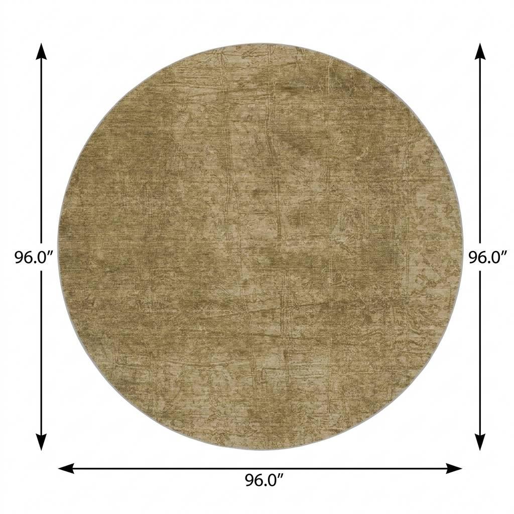 8' Beige And Brown Abstract Shag Washable Round Rug With UV Protection - HomeRoots - Flyclothing LLC