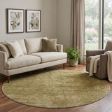 8' Beige And Brown Abstract Shag Washable Round Rug With UV Protection - HomeRoots - Flyclothing LLC