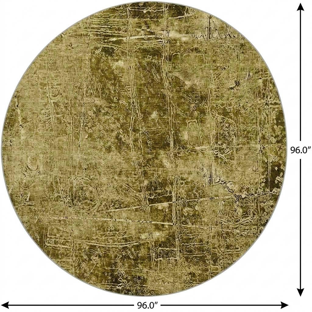8' Brown And Beige Abstract Shag Washable Round Rug With UV Protection - HomeRoots - Flyclothing LLC