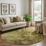 8' Brown And Beige Abstract Shag Washable Round Rug With UV Protection - HomeRoots - Flyclothing LLC