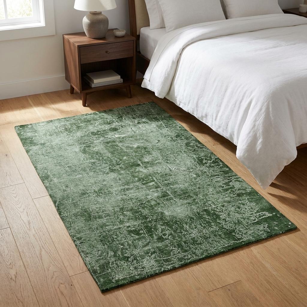 3' X 5' Emerald And Ivory Abstract Shag Washable Area Rug With UV Protection - HomeRoots - Flyclothing LLC