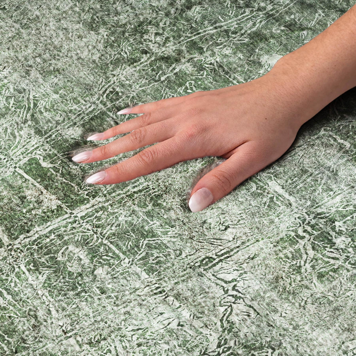 3' X 5' Emerald And Ivory Abstract Shag Washable Area Rug With UV Protection - HomeRoots - Flyclothing LLC