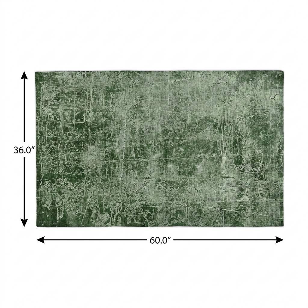 3' X 5' Emerald And Ivory Abstract Shag Washable Area Rug With UV Protection - HomeRoots - Flyclothing LLC