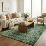 5' X 8' Emerald And Ivory Abstract Shag Washable Area Rug With UV Protection - HomeRoots - Flyclothing LLC
