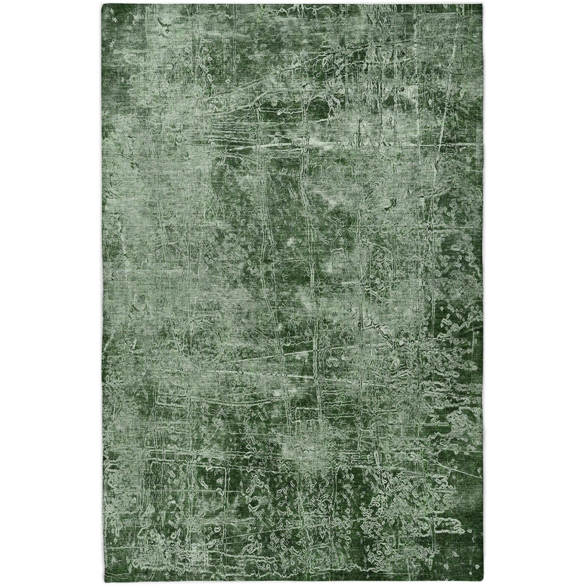 5' X 8' Emerald And Ivory Abstract Shag Washable Area Rug With UV Protection - HomeRoots - Flyclothing LLC