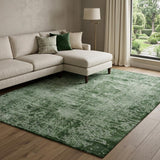 8' X 10' Emerald And Ivory Abstract Shag Washable Area Rug With UV Protection - HomeRoots - Flyclothing LLC
