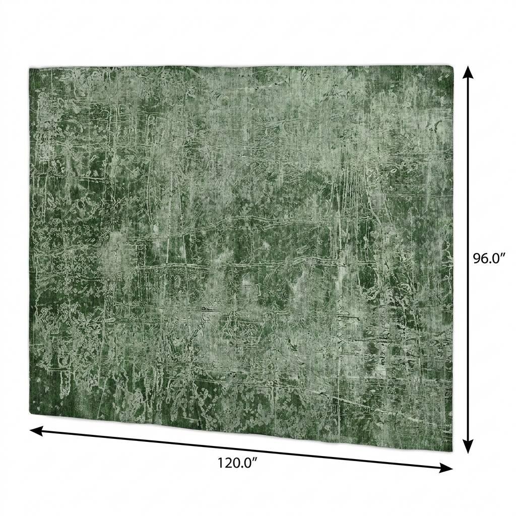 8' X 10' Emerald And Ivory Abstract Shag Washable Area Rug With UV Protection - HomeRoots - Flyclothing LLC